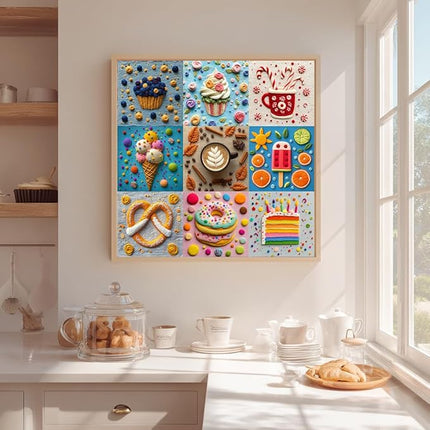 Bgraamiens 1000 Piece Jigsaw Puzzles for Adults – Sweet Life Dessert Grid – Colorful Food Art Puzzle with Cake, Coffee, Candy and Ice Cream – Bright Fun Gift for Relaxation