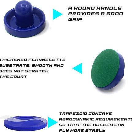 Upgraded Air Hockey Pucks and Paddles- 4 Red & 4 Blue Pucks, 2 Red & 2 Blue Paddles - Thicker 0.13inches and Heavier Design for Better Stability on Air Hockey Table