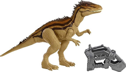 Mattel Jurassic World Mega Destroyers Dinosaur Action Figure, Carcharodontosaurus Brown Dino Toy with Attack Motion & Breakaway Accessory