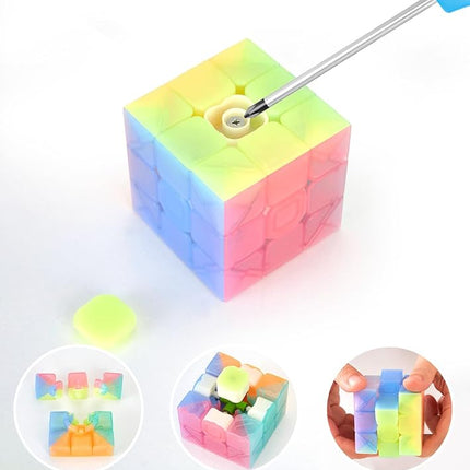 Vdealen Speed Cube Set, 2x2x2 3x3x3 Pyramid Magic Cube Set, Puzzle Cube Toys Birthday Party Christmas Stocking Stuffers Gift for Kids Teens Adults(Jelly Stickerless)