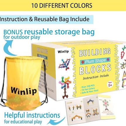 330 pcs Building Blocks, Educational Building Toys Stem Toys Building Discs Sets Interlocking Solid Plastic for Preschool Toddlers Girls and Boys by Winlip