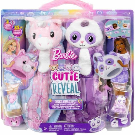 Barbie Cutie Reveal Set, Cozy Sleepover Set with 2 Fashion Dolls & Pajamas, Sleeping Bags & Bedtime-Themed Accessories