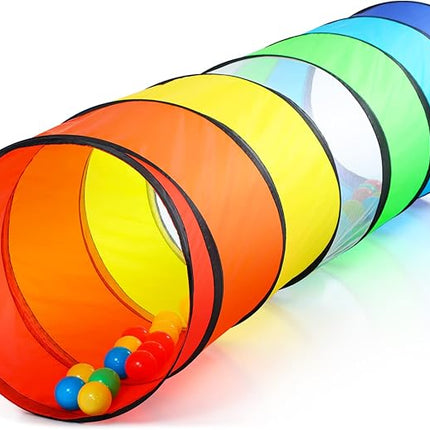 PigPigPen Kids Tunnel for Toddlers,Pop Up Play Tunnel Tent for Babies or Dogs, Indoor & Outdoor Toys for Kids Backyard Playset (Rainbow Play Tent)