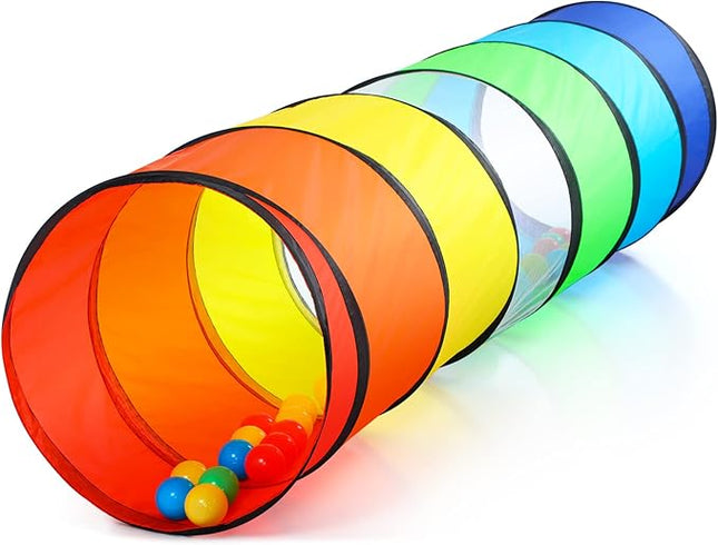 PigPigPen Kids Tunnel for Toddlers,Pop Up Play Tunnel Tent for Babies or Dogs, Indoor & Outdoor Toys for Kids Backyard Playset (Rainbow Play Tent)