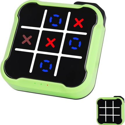 Tic Tac Toe Game, 4 in 1 Handheld Educational Game Machine, Electronic Tic Tac Toe Game for Education and Memory Growth, Home, Toy Board Game for Kids and Adults (Green)