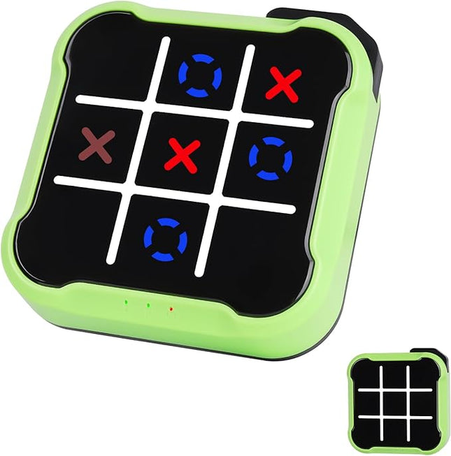 Tic Tac Toe Game, 4 in 1 Handheld Educational Game Machine, Electronic Tic Tac Toe Game for Education and Memory Growth, Home, Toy Board Game for Kids and Adults (Green)