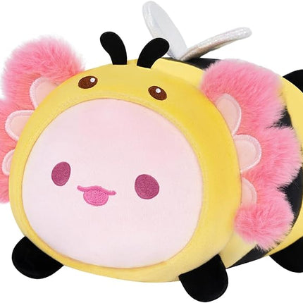 Mewaii Cute Axolotl Bee Plush Pillow, Kawaii Plushies Axolotl Stuffed Toy, Axolotl Plushies with Bee Outfit Costume, Soft Squishy Birthday Gifts for Kids & Teens (8 Inch)