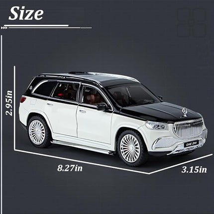 1/24 Scale Benz GLS600 SUV Toy Car, Zinc Alloy Diecast Car Model with Sound Light and Pull Back Function, Collectible Children's Toy Vehicles for Boys Adults Gift
