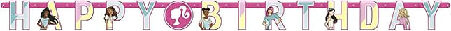 Unique Barbie Happy Birthday Jointed Banner, 6.5" - 1 Count | For Kids Birthdays & Events