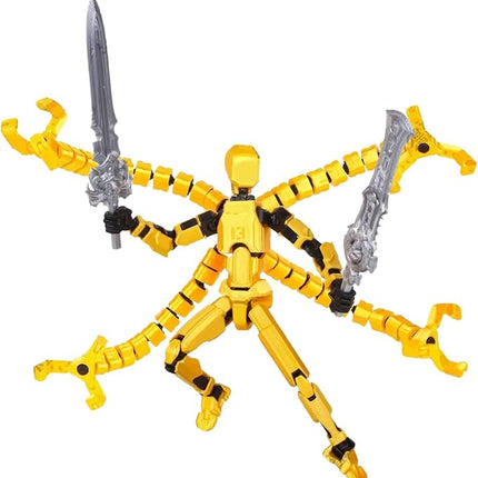 T13 Action Figure Assembly Completed, Upgraded 3D Printed T13 Action Figure, The Dummy 13 is Very Suitable for Office Desks and Birthday Cake Decorations (Yellow)