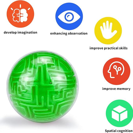 YongnKids Amaze 3D Memory Sequential Maze Ball Puzzle Toy Gifts for Kids Adults - Challenges Game Lover Tiny Balls Brain Teasers Game (Green)