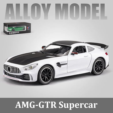 1/24 Benz AMG GTR Model Car Alloy Diecast Pull Back Vehicle Cars with Lights AMG GTR Toy Car Great Gift for Boys & Girls