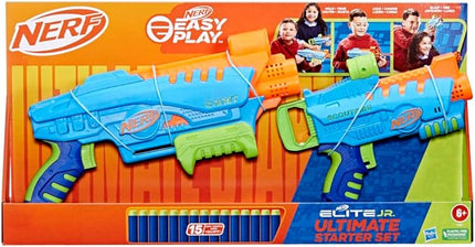 Nerf Elite Jr Ultimate Starter Set, 2 Easy Play Toy Foam Blasters, 15 Nerf Elite Darts, 2 Targets, Kids Outdoor Games (F6369)