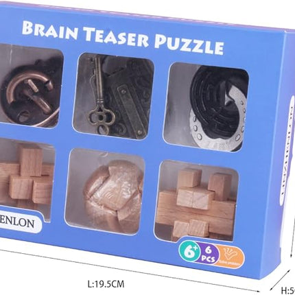 Brain Teaser Puzzle for Adults Puzzles Metal Hole Lock Adult Educational Toy Jigsaw IQ Puzzle（6 Pack） (Silver)