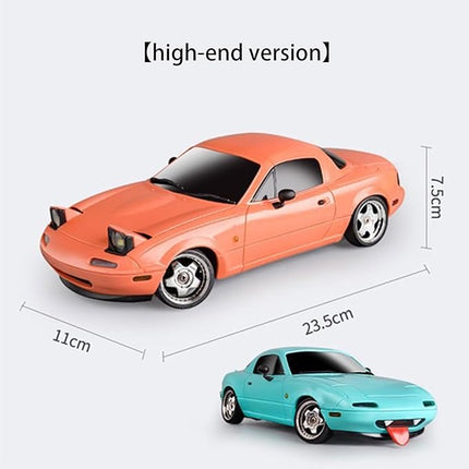 LD1804 RC Drift Car 1:18 Scale Mini MX-5 RWD 2.4GHz Miata RC Vehicles with Gyro and LED Lights for Adults Hobby Toys (Blue)