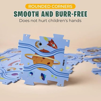 Toddler Construction Plate Set, Puzzle Racer Kids Car Track Set, Slot Car Race Track Sets, Learning Toy for Ages 3-5, 4 Themes (Dinosaur/Space/Ocean/Land) Creativity Development (5PCS, Ocean)