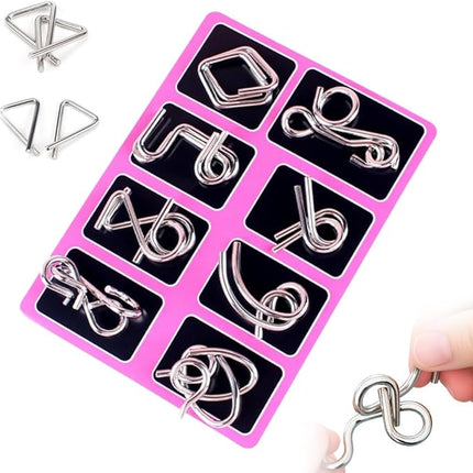 Metal Puzzle Ring, 2025 New IQ Test Brain Teaser Disentanglement Set, Red Version Metal Wires Fidget Toy for Kids Adults, Fun Educational Puzzles Brain Teasers for Students Gifts (Red)