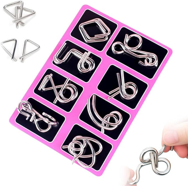 Metal Puzzle Ring, 2025 New IQ Test Brain Teaser Disentanglement Set, Red Version Metal Wires Fidget Toy for Kids Adults, Fun Educational Puzzles Brain Teasers for Students Gifts (Red)