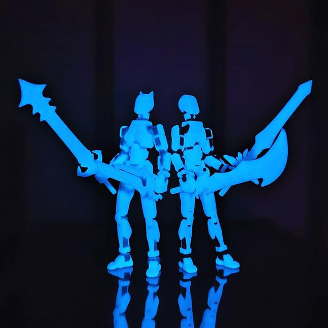 T13 Action Figures (Grow in The Dark Blue) Titan 13 Action Figures 3D Action Figure Set Already Assembled Dummy 13 Nova T-13 Robot Printed Multi-Jointed Movable Toy (Blue Black + Blue White)