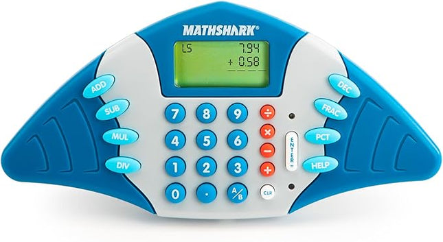 Educational Insights MathShark- Electronic Math Games, Addition, Subtraction, Division, and Multiplication Game, Handheld Games for Kids, Interactive STEM Learning Tools for Ages 6+