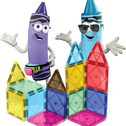 CreateOn Crayola Retro Magnetic Tiles, Building Set for Kids, Magnetic Building Toys for Kids, STEM Travel Toys for Boys and Girls Ages 3+, 14-Piece Set (Retro)