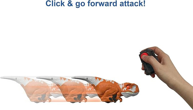 Mattel Jurassic World Dominion Uncaged Dinosaur Toy with Clicker-Controlled Motion & Sound, Click Tracker Atrociraptor Red Dino Action Figure