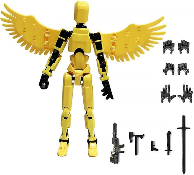 WEAREWE 13 Action Figures Se13 Action Figure with Wing Multi-Jointed Movable Toy for Kids(DIY Wing-Yellow)