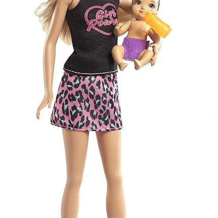 Barbie Skipper Babysitters Inc Set with Blonde Doll in 'Girl Power' Top, Baby Doll & 4 Accessories
