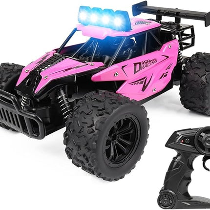 Asou Remote Control Car 2.4GHz RC Off Road High Speed Toy Car with LED Headlight and Rechargeable Battery for Girls Boys Kids