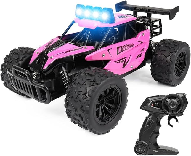 Asou Remote Control Car 2.4GHz RC Off Road High Speed Toy Car with LED Headlight and Rechargeable Battery for Girls Boys Kids