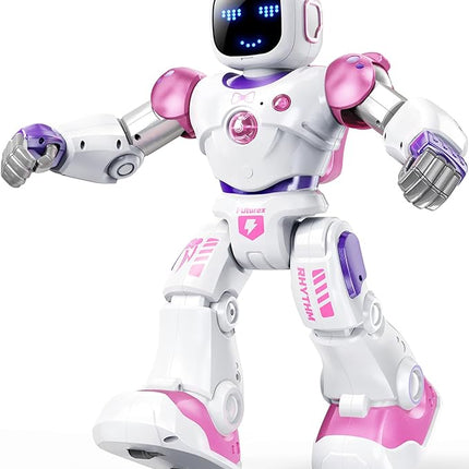 Ruko 1088 Smart Robot Toys for Kids, Large STEM Programmable Interactive RC Robot with Voice Control, App Control, Gifts for Boys & Girls Age 4 5 6 7 8 9, Pink