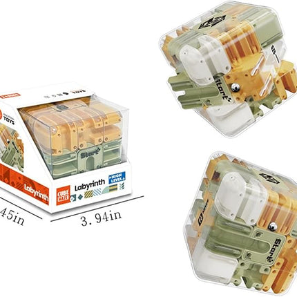 Large 3D Labyrinth Puzzle Maze Cub - an Engaging Brain Teaser Toy, high Difficulty,Suitable for Adults, Children,and Teenagers with Brain teasers,3D Maze Magic Cubes, Brain Training (Beige)