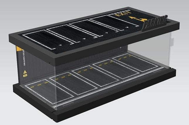 1/64 Model Car Display Case - Compatible with Hot Wheels Matchbox Mini GT Diecast Cars,Acrylic Box for Toy Cars Display Décor and Storage,Stackable Garage Diorama with LED Lights(1T-Container)