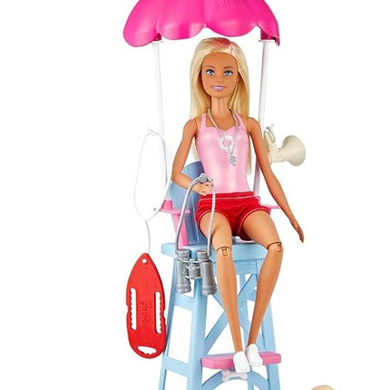 Barbie Careers Playset, Blonde Lifeguard Doll Wearing Removable Outfit with Dog, Chair & 5+ Accessories