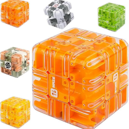 Large 3D Labyrinth Puzzle Maze Cub - an Engaging Brain Teaser Toy, high Difficulty,Suitable for Adults, Children,and Teenagers with Brain teasers,3D Maze Magic Cubes, Brain Training (Orange)