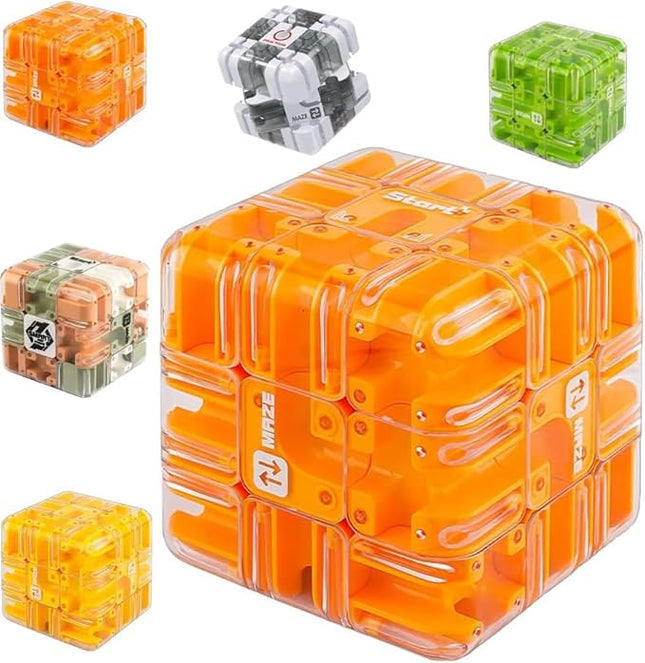 Large 3D Labyrinth Puzzle Maze Cub - an Engaging Brain Teaser Toy, high Difficulty,Suitable for Adults, Children,and Teenagers with Brain teasers,3D Maze Magic Cubes, Brain Training (Orange)