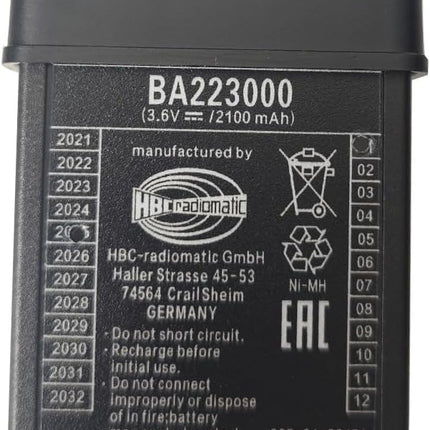(1*Charger+2*Battery) BA223000 3.6V 2100mAh NiMH Rechargeable Battery with QA108600 QD108300 DC12-24V Car Charger, for HBC Pump Truck Crane Remote Control Battery