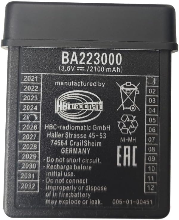 (1*Charger+2*Battery) BA223000 3.6V 2100mAh NiMH Rechargeable Battery with QA108600 QD108300 DC12-24V Car Charger, for HBC Pump Truck Crane Remote Control Battery