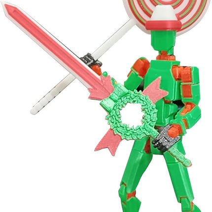 T13 Action Figure (Assembly Completed) Titan 13 Dummy 13 Action Figure Robot 13 Figure 3D Printed Articulated Multi-Jointed Movable Robot Model (Xmas Knight)