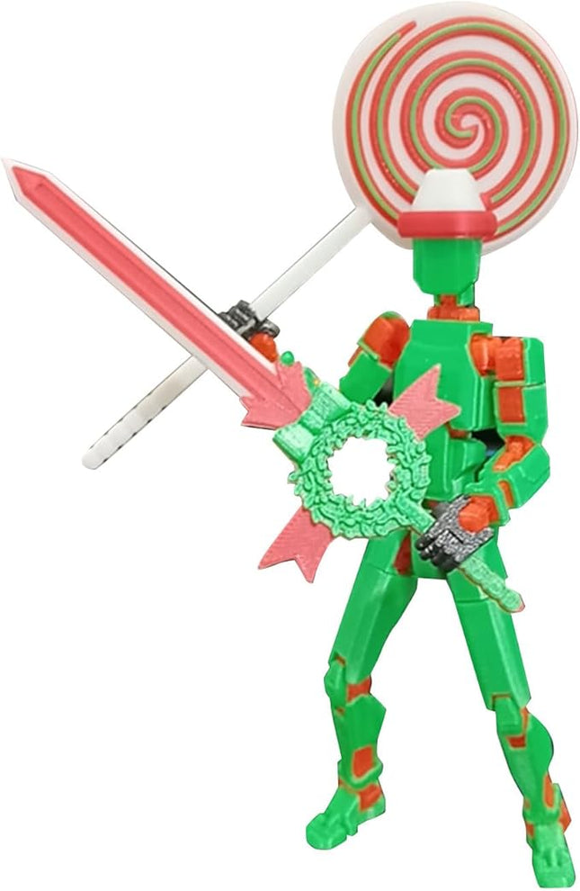 T13 Action Figure (Assembly Completed) Titan 13 Dummy 13 Action Figure Robot 13 Figure 3D Printed Articulated Multi-Jointed Movable Robot Model (Xmas Knight)