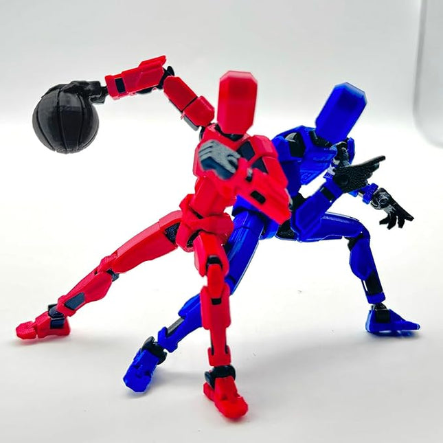 3D Printed 5.54-inch Multi-Jointed Action Figures Dummy13, Full Body Mechanical Movable Toy, Multiple Accessories, Hand Painted Figure, Desk Decoration, Creative Gifts (Sport-set1)