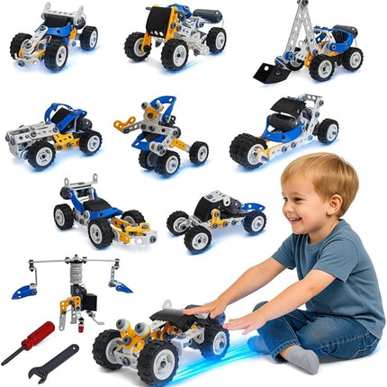 10-in-1 STEM Toys for 5 6 7 8+ Year Old Boys Girls, Electric Building Toys Erector Set for Kids, Motorized Educational Toys Building Kit