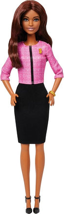 Barbie Careers Doll & Accessories, Future Leader with Light Brown Hair Wearing Outfit with 2 Golden Bracelets & “B” Pin, Includes Sticker for Kids