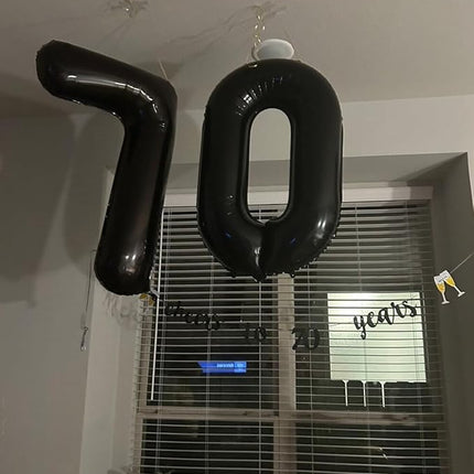 Smlpuame 40 inch Number Balloon 0-9 Black Large Number 7 Balloons,Digital Balloons for Birthday Party Celebration Decorations Supplies, Helium Foil Number Balloons for Wedding Anniversary