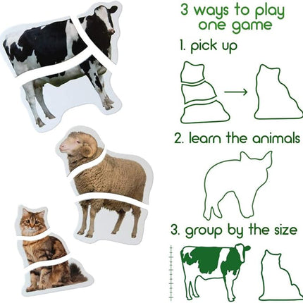 Farm Magnetic Puzzles for Kids – 6 Big Magnetic Animals for Baby - Realistic Toddler Magnet for Refrigerator - Travel Games – Real Farm Magnets for Fridge - Learning Toy Set - Baby Educational Gift