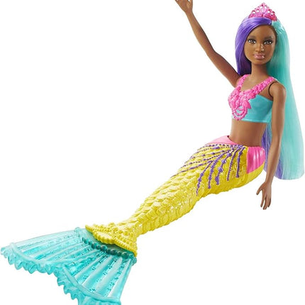 Barbie Dreamtopia Mermaid Doll, 12-inch, Teal and Purple Hair, with Tiara, Gift for 3 to 7 Year Olds