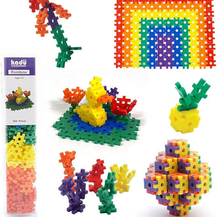 KADU Rainbow 250 Piece Set - STEM/STEAM Building + Construction Toy, for Open + Imaginative Play Ages 5+