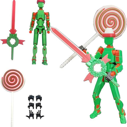 T13 Action Figure (Assembly Completed) Titan 13 Dummy 13 Action Figure Robot 13 Figure 3D Printed Articulated Multi-Jointed Movable Robot Model (Xmas Knight)