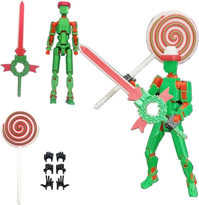 T13 Action Figure (Assembly Completed) Titan 13 Dummy 13 Action Figure Robot 13 Figure 3D Printed Articulated Multi-Jointed Movable Robot Model (Xmas Knight)