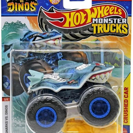 Hot Wheels Monster Trucks Sharks vs Dinos, 1:64 Scale Die-Cast Vehicle Collection, 2025 Edition (3/8 Team Shark Great Bite)